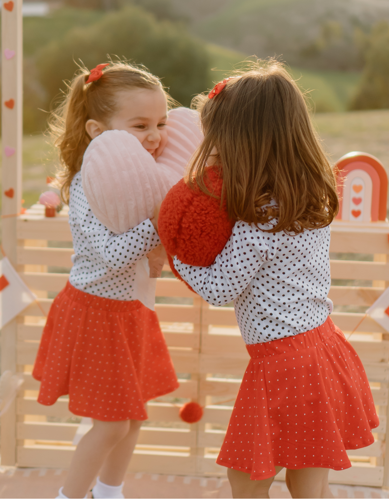 two kids having fun on valentines day