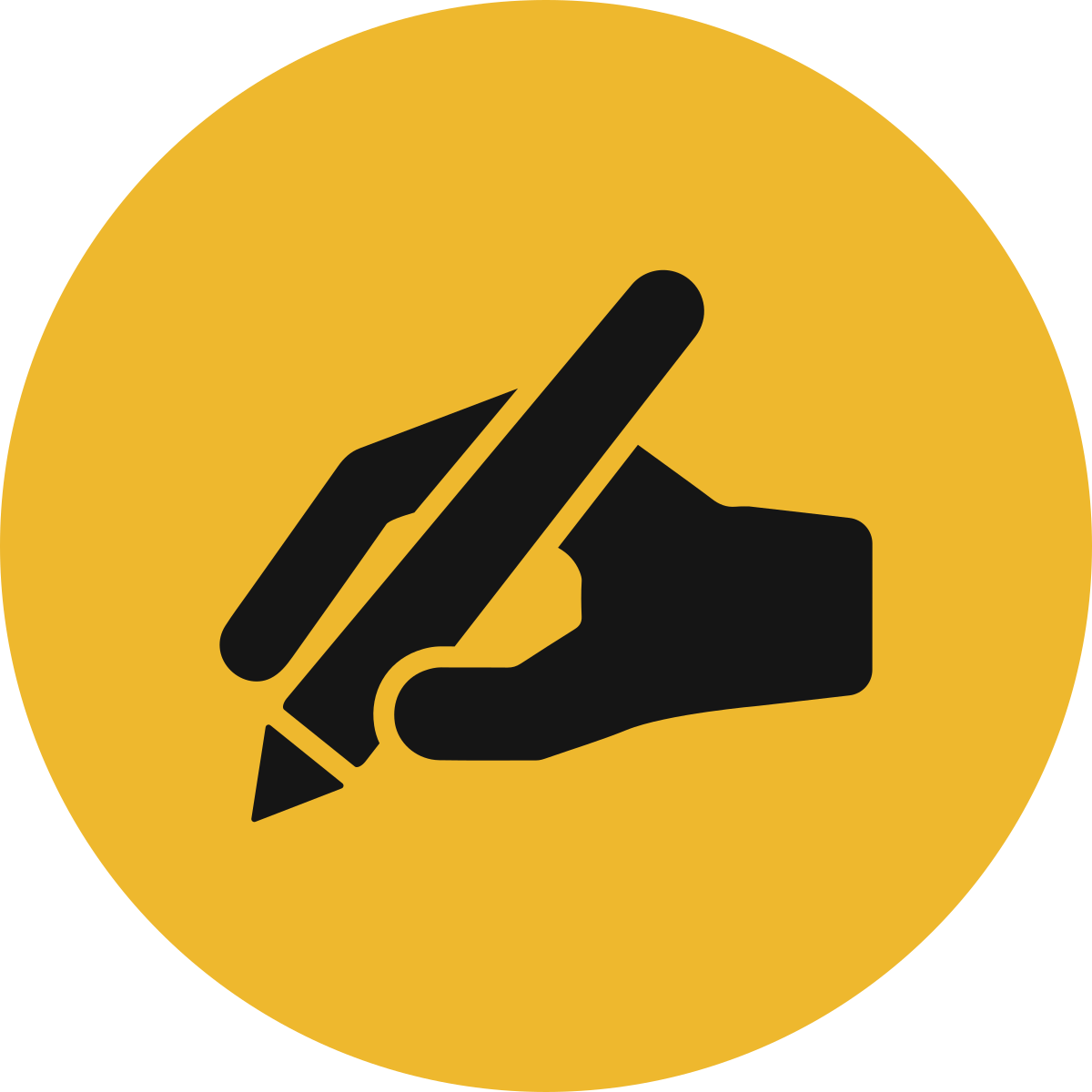 Sign indicating no writing or drawing allowed, featuring a hand holding a pencil with a slash through it inside a yellow circle.