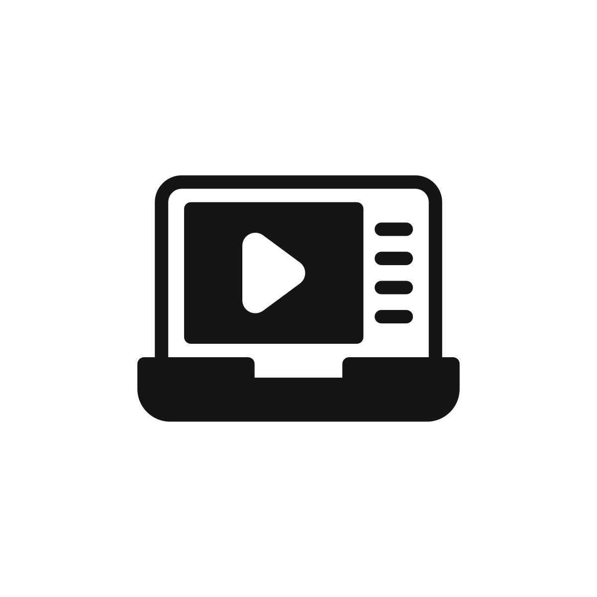 Icon of a computer screen with a play button, indicating video or media playback.