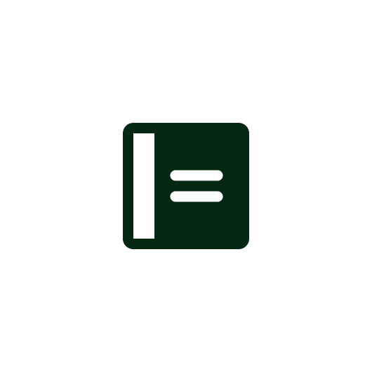 Icon of a closed book with a vertical spine and a horizontal line on the cover, indicating a notebook or journal.