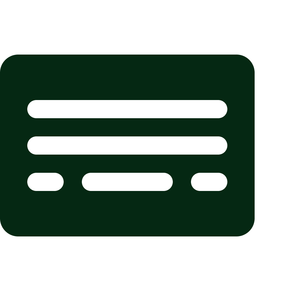 Illustration of a library card with lines representing text and spaces for personal information, in dark green color.