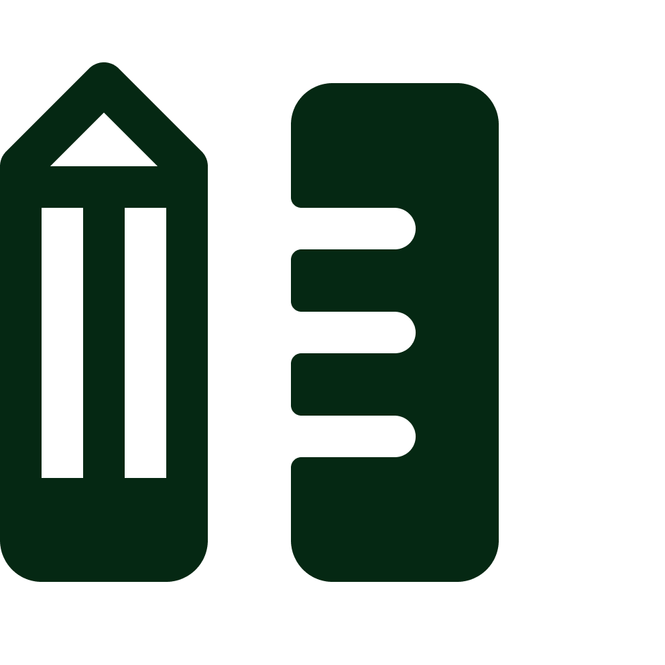 An icon of a pencil drawing a straight line next to a vertical ruler with measurement markings.