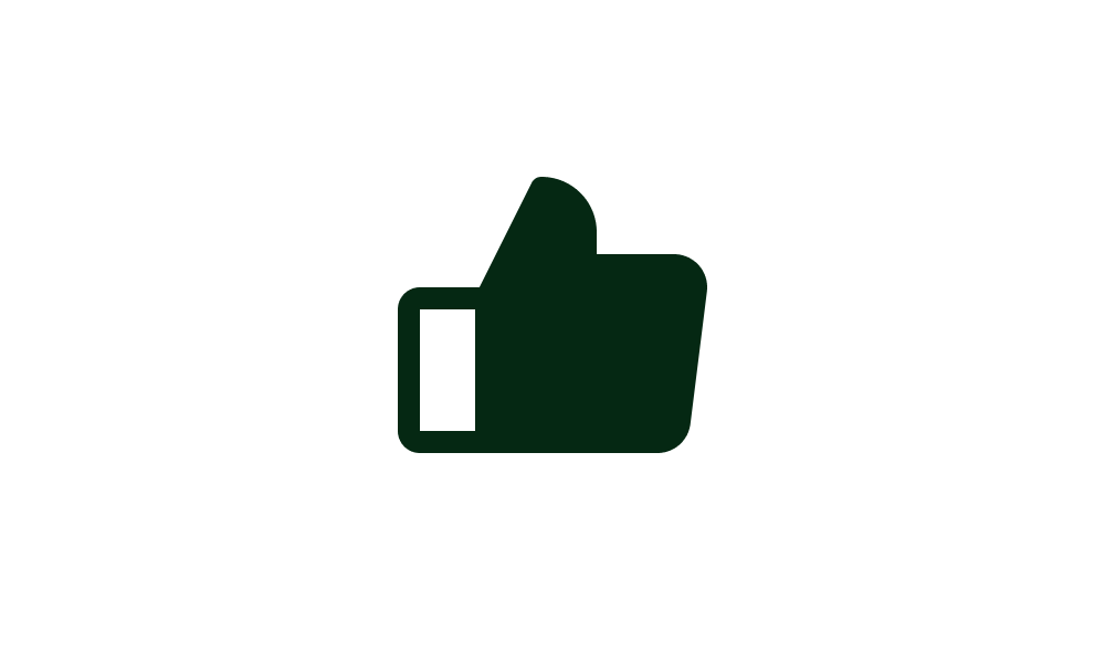 A dark green thumbs-up icon on a white background.
