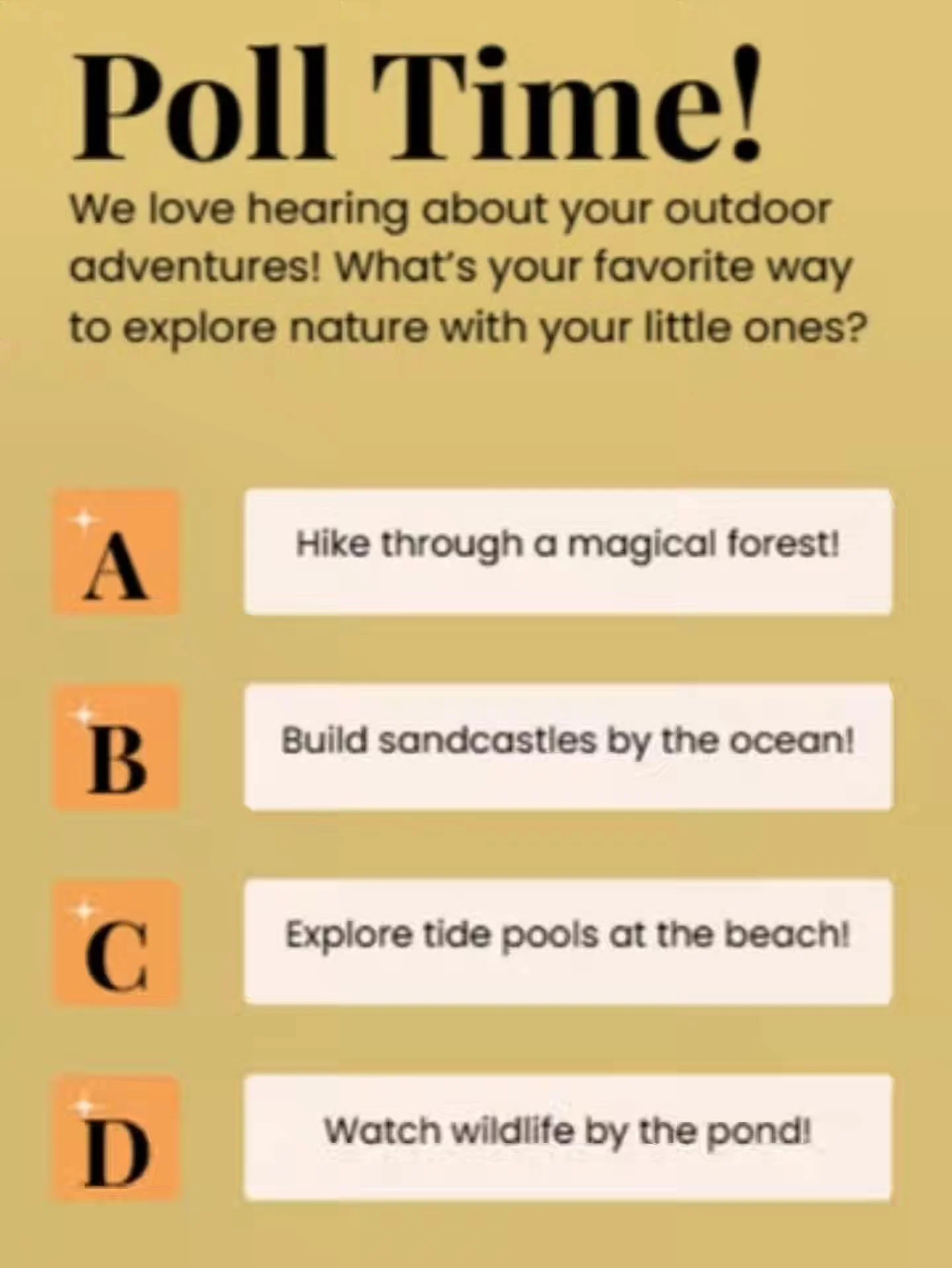 what's your favorite way to explore nature with the little ones in your life?

Exploring nature with your toddler isn&rsquo;t just a walk in the park! It&rsquo;s a chance to slow down, notice the little things, and see the world through curious eyes.