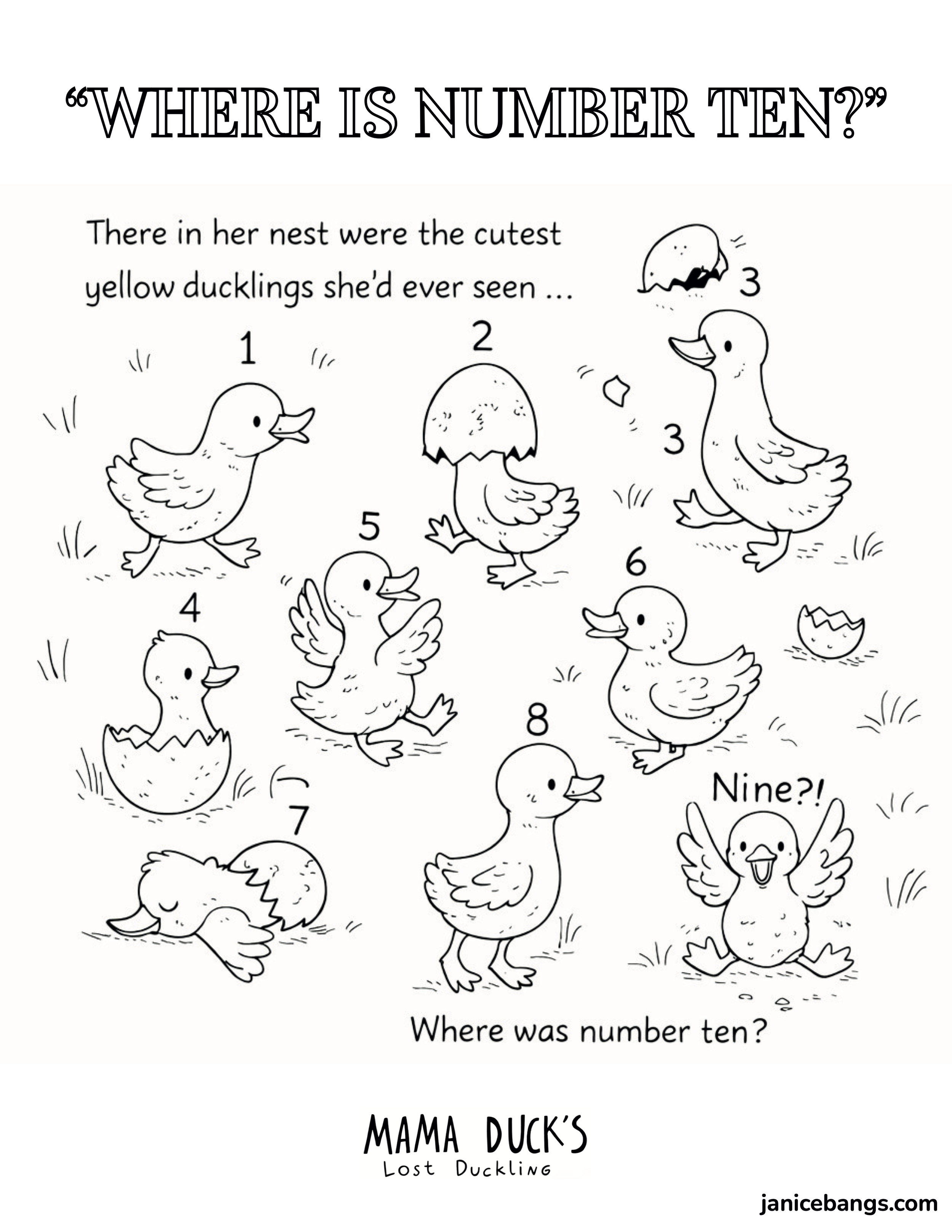 Coloring Page - 10 Ducklings