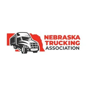 Logo of the Nebraska Trucking Association featuring a stylized truck and the outline of the state of Nebraska in red.