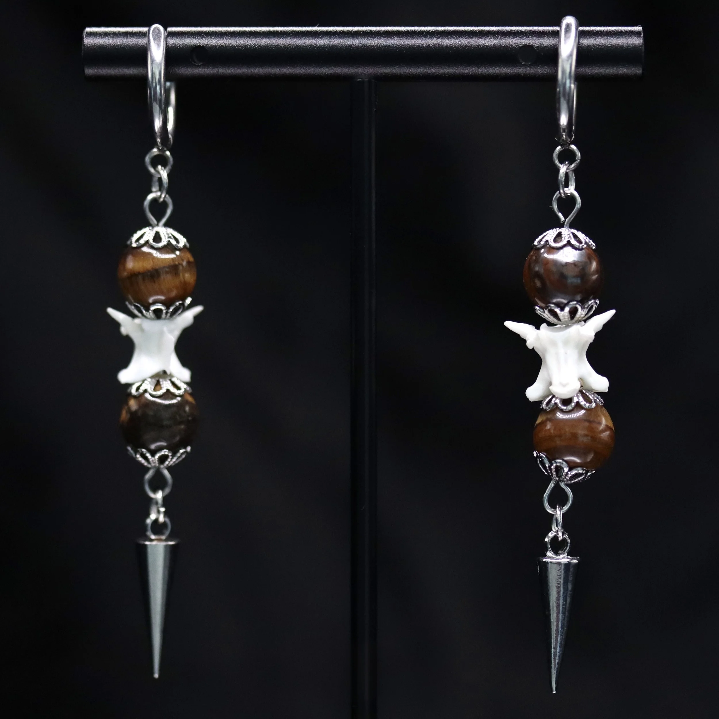Tigers Eye Medulla Earrings | Silver or Gold