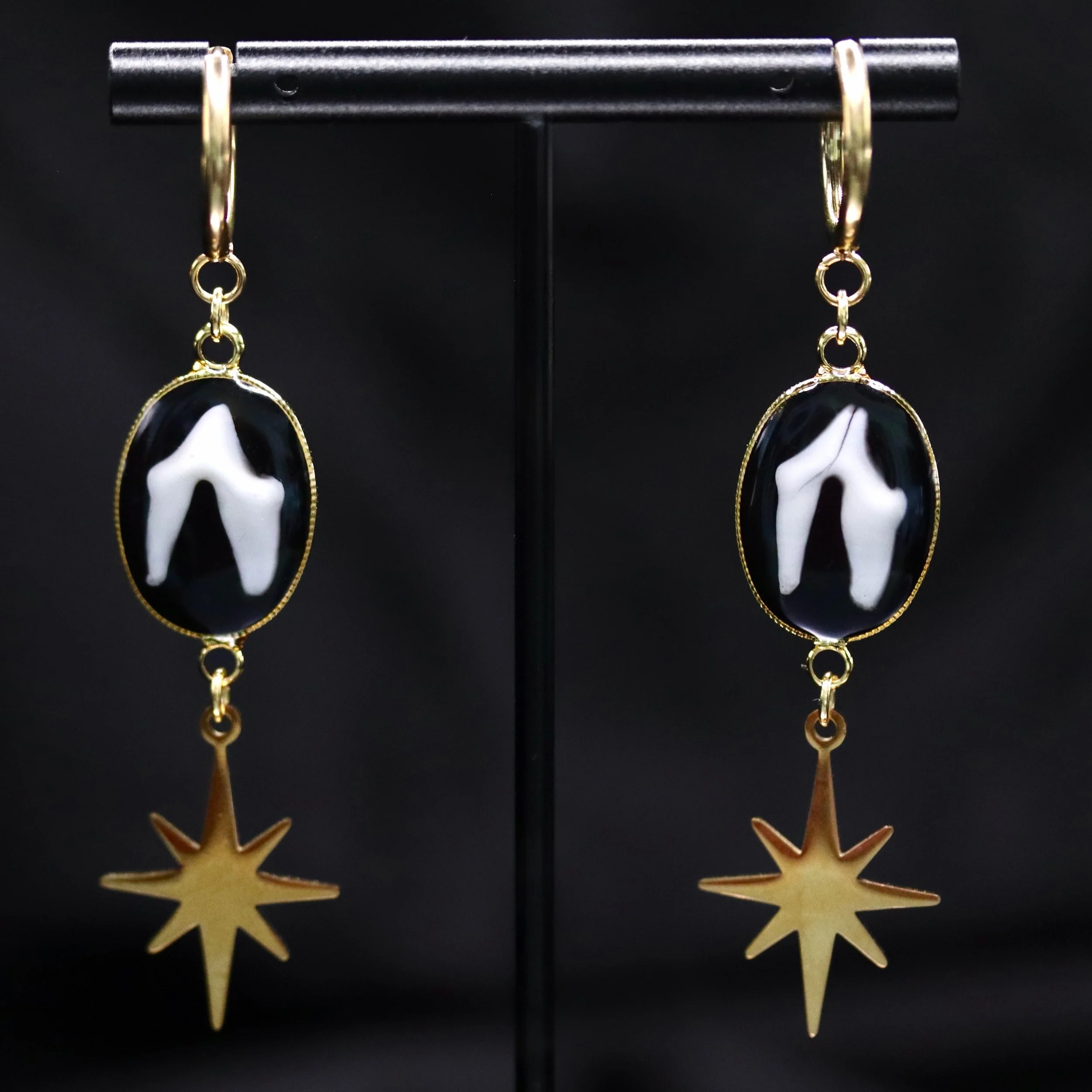 Gold Star Drop Earrings