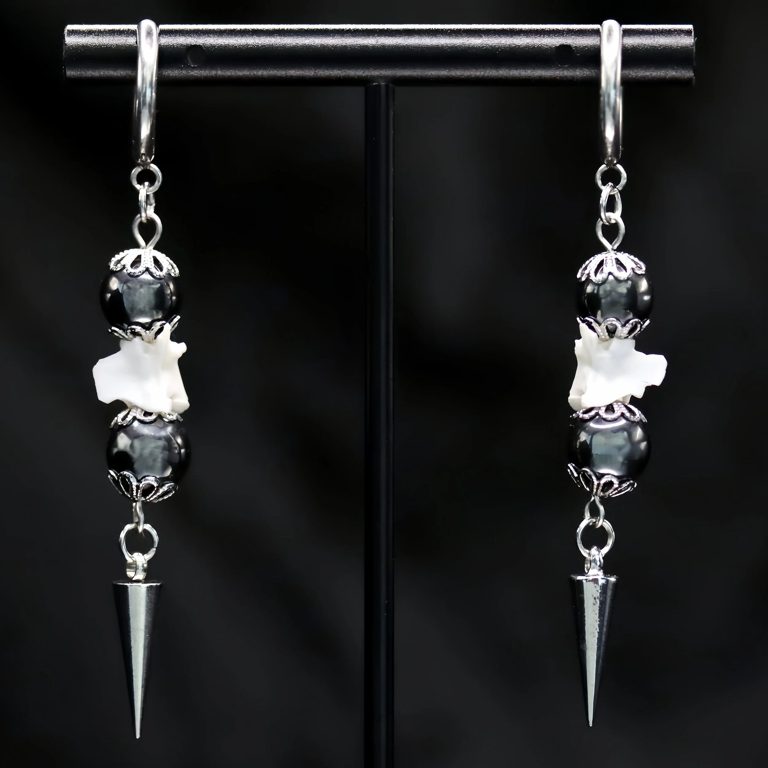Obsidian Medulla Earrings | Silver or Gold
