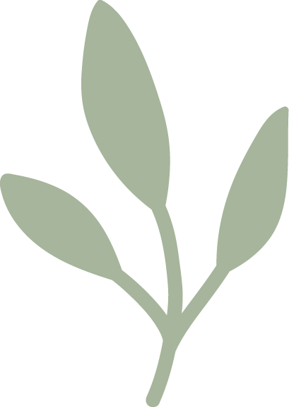 A minimalist graphic of a plant with three green leaves on a black background.