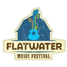 Logo for the Flutwater Music Festival featuring a stylized blue water splash and musical notes.