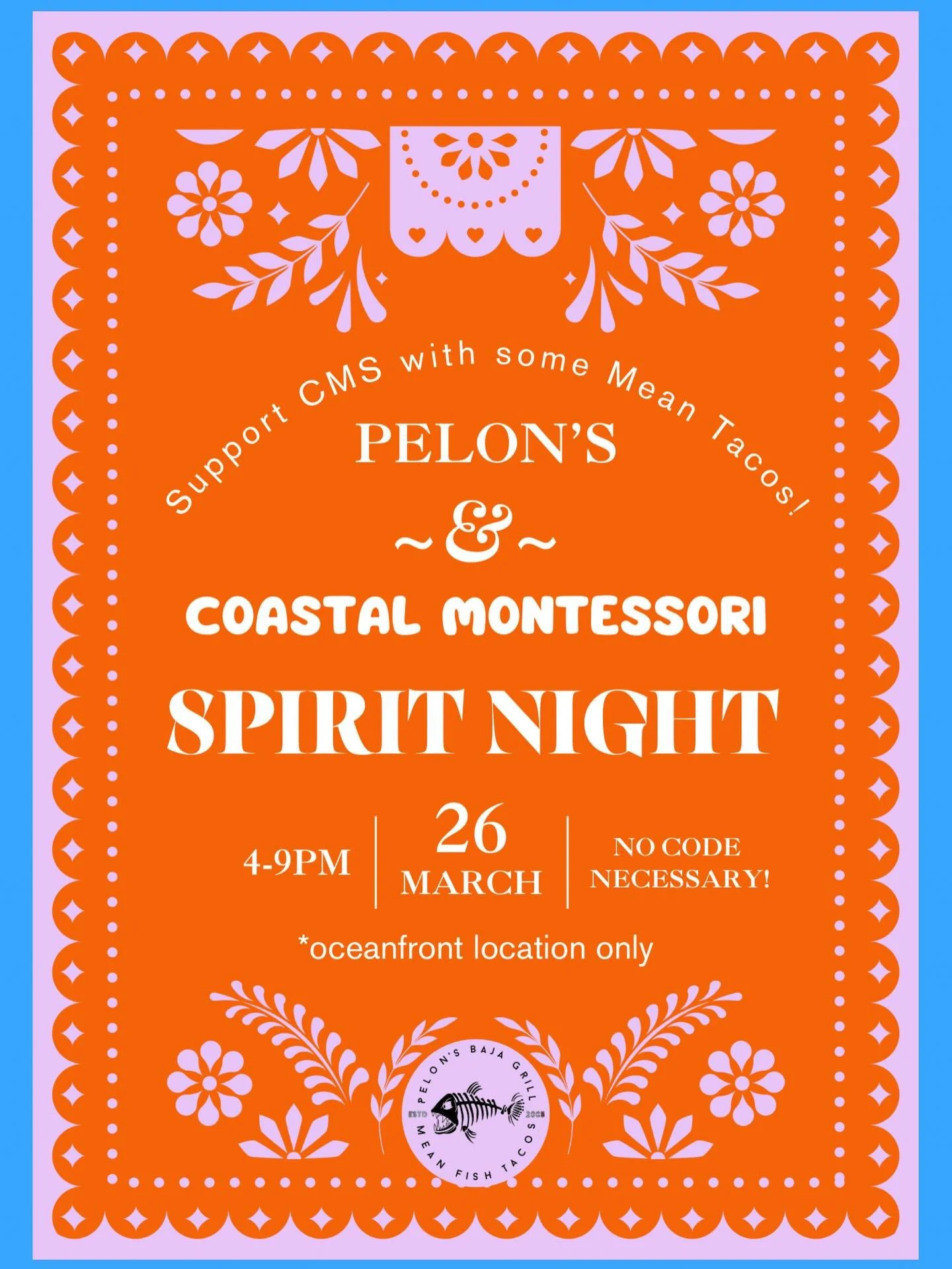 ONE week from today!!🗓️ grab all your friends and head to Pelon&rsquo;s at the Oceanfront for dinner! Support CMS with tacos&amp;guac&amp;margs&amp;burritos&amp;chips🌯🌮💃🏻🥑
