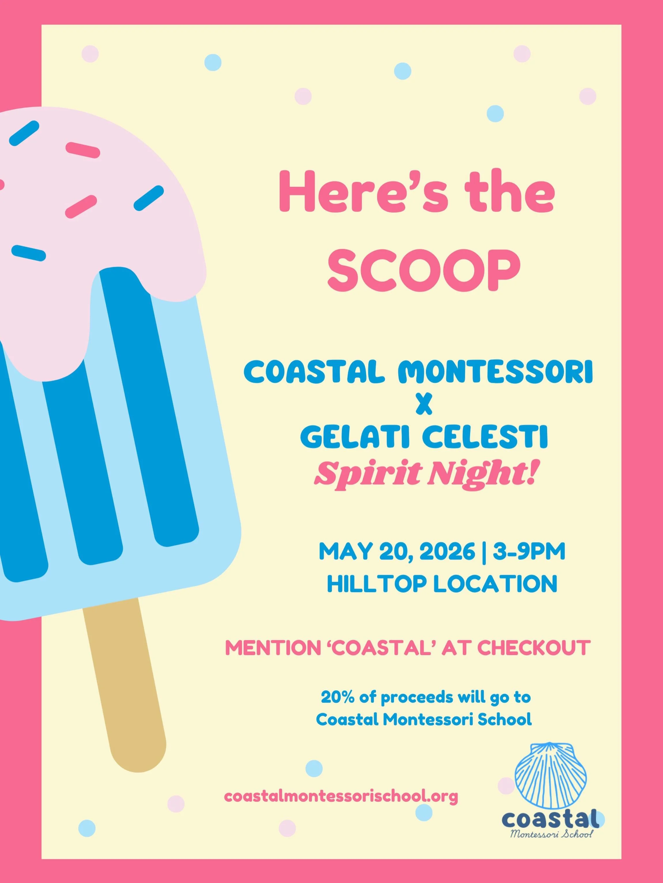 🍦I scream, you scream, Coastal screams for ice cream!!!🍦Next Wednesday head to Gelati Celesti for a mid week sweet treat &amp; support CMS🍧