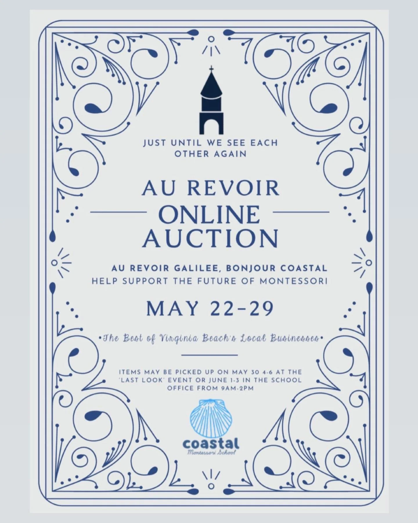 ✨ The Au Revoir Auction is LIVE 🎟️🌊

From now until May 29, you can bid on amazing items, experiences, gift cards, local favorites, and more from incredible Virginia Beach businesses 🛍️💙

Every bid helps support Coastal Montessori School as we pr