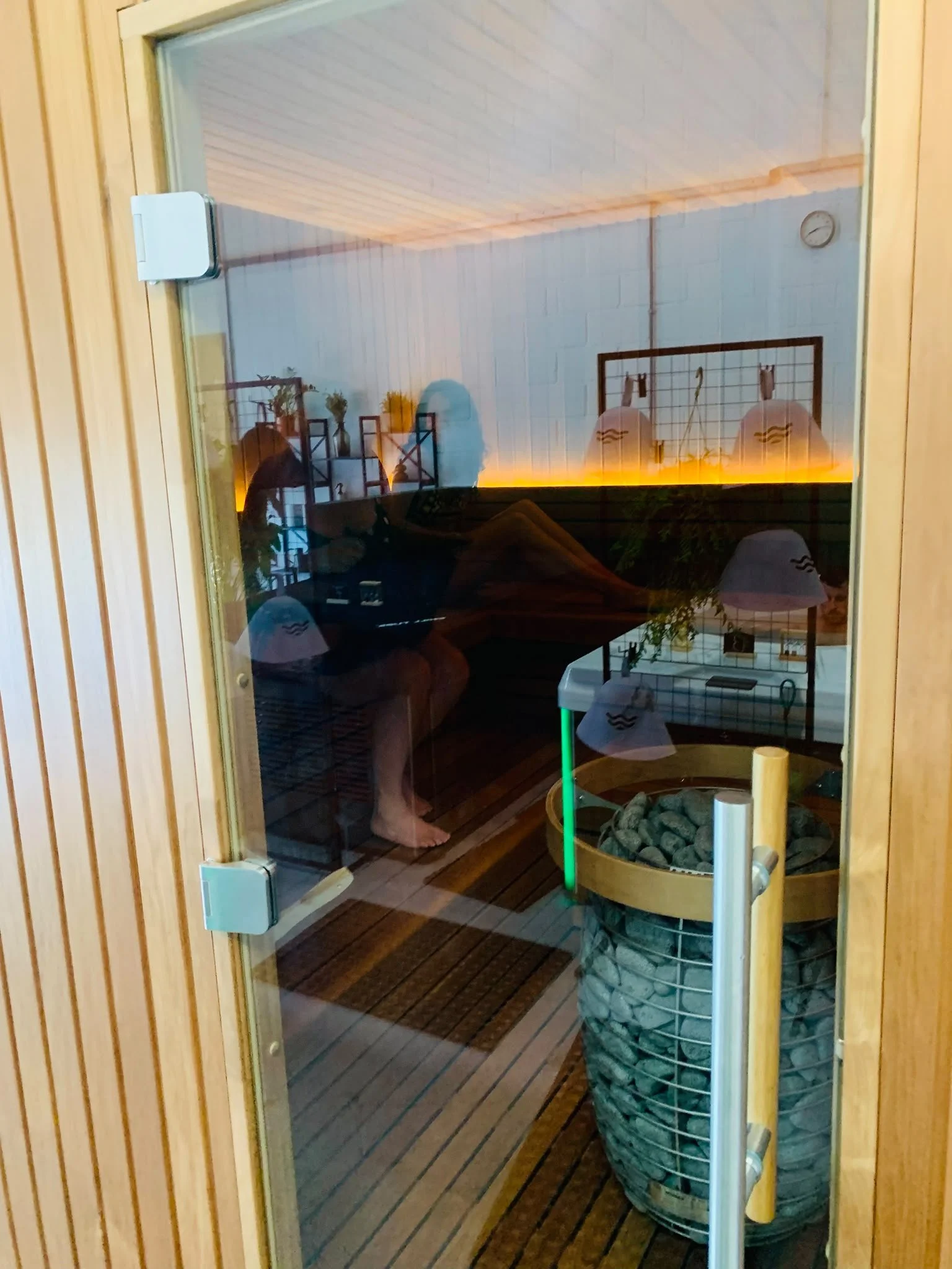 Sauna in use