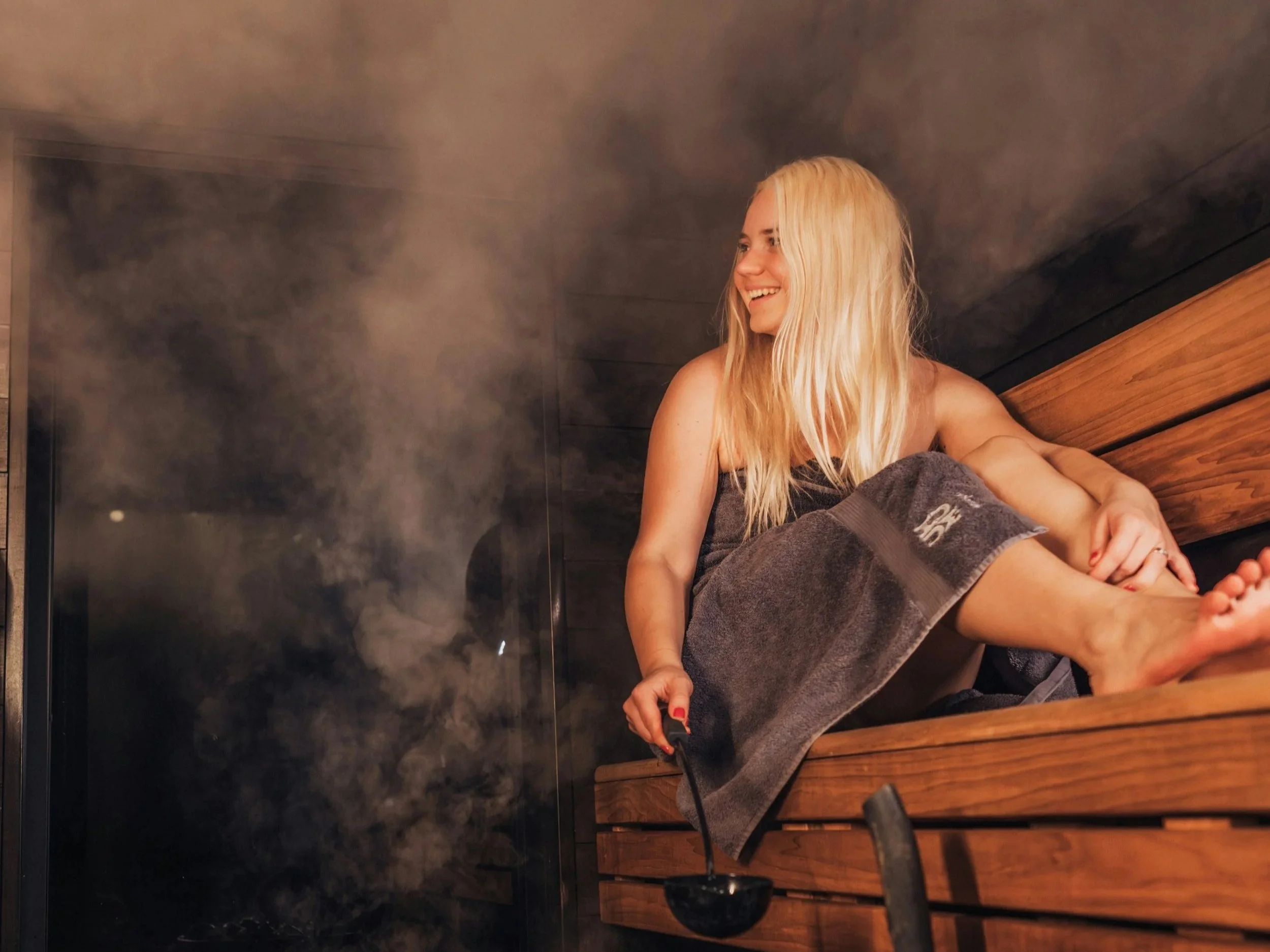 Women sitting in the sauna