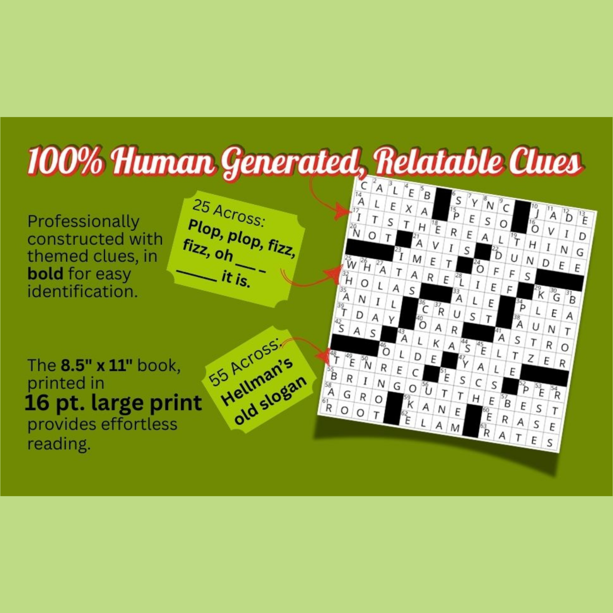 Nostalgic Large Print Crossword Puzzle Book - Easy 1960s-1980s Puzzles ...