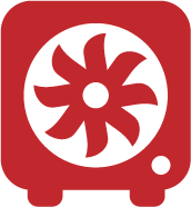 Red computer cooling fan with black blades