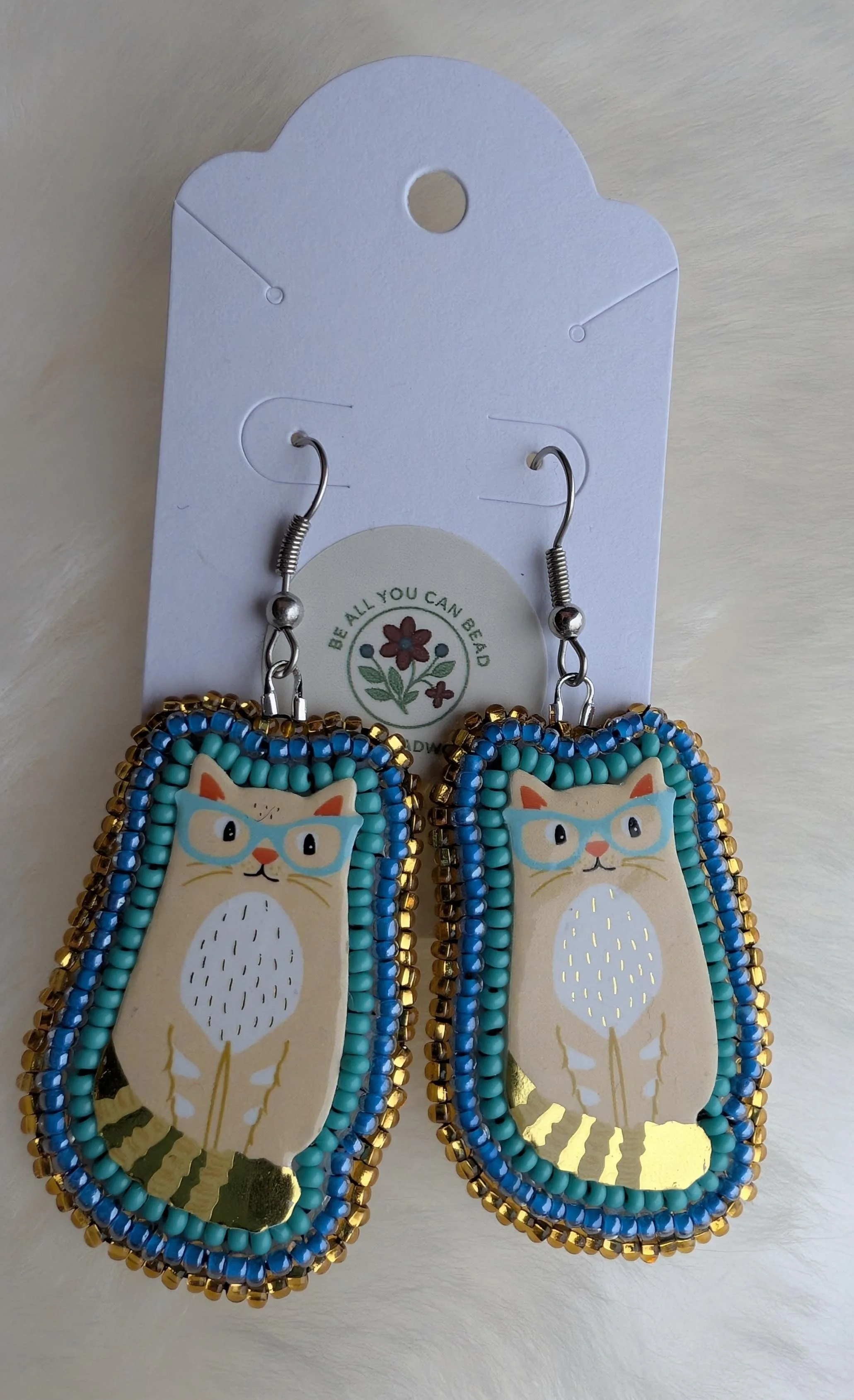 Earrings - Blue Cats
