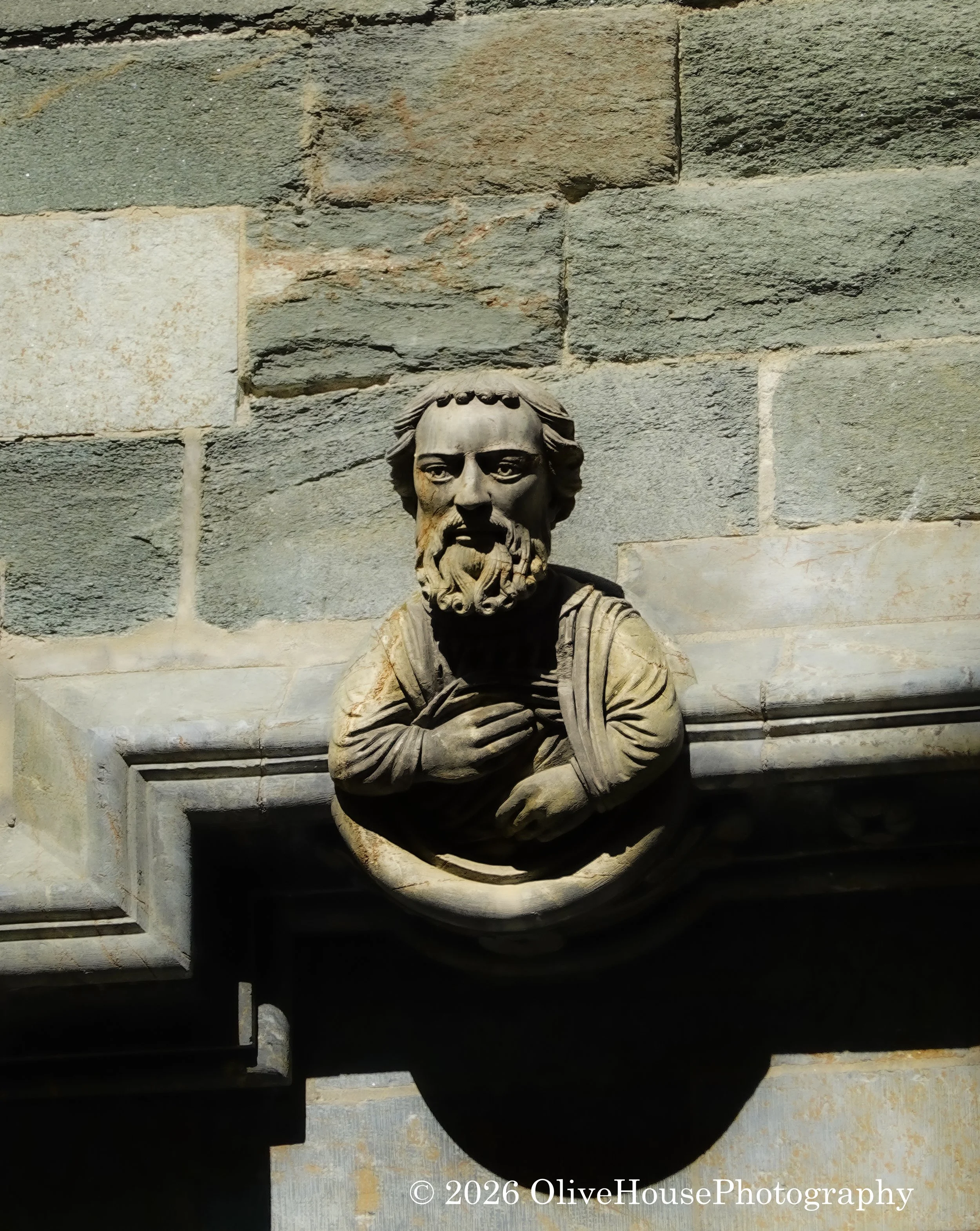 Stone sculpture located on the Nidaros Cathedral, Trondheim, Norway.