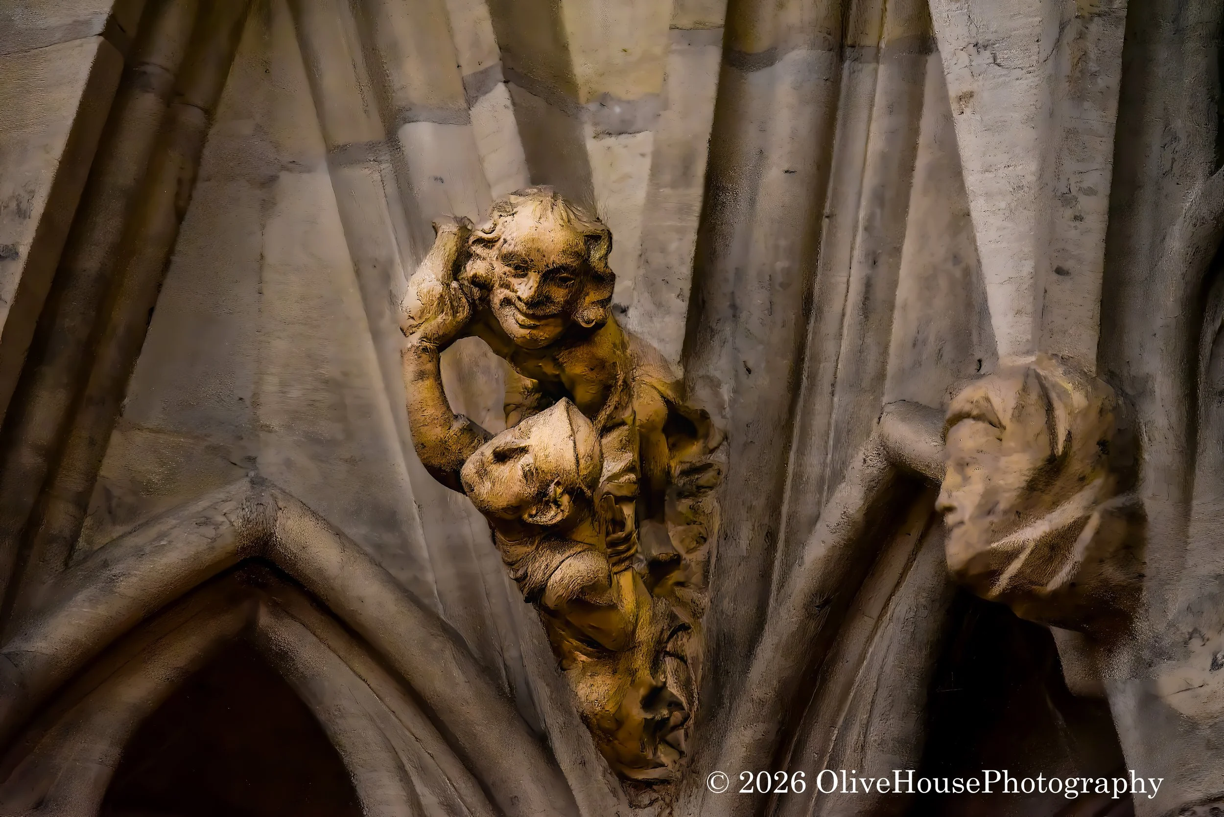 Grotesque inside York Minster, York, England.