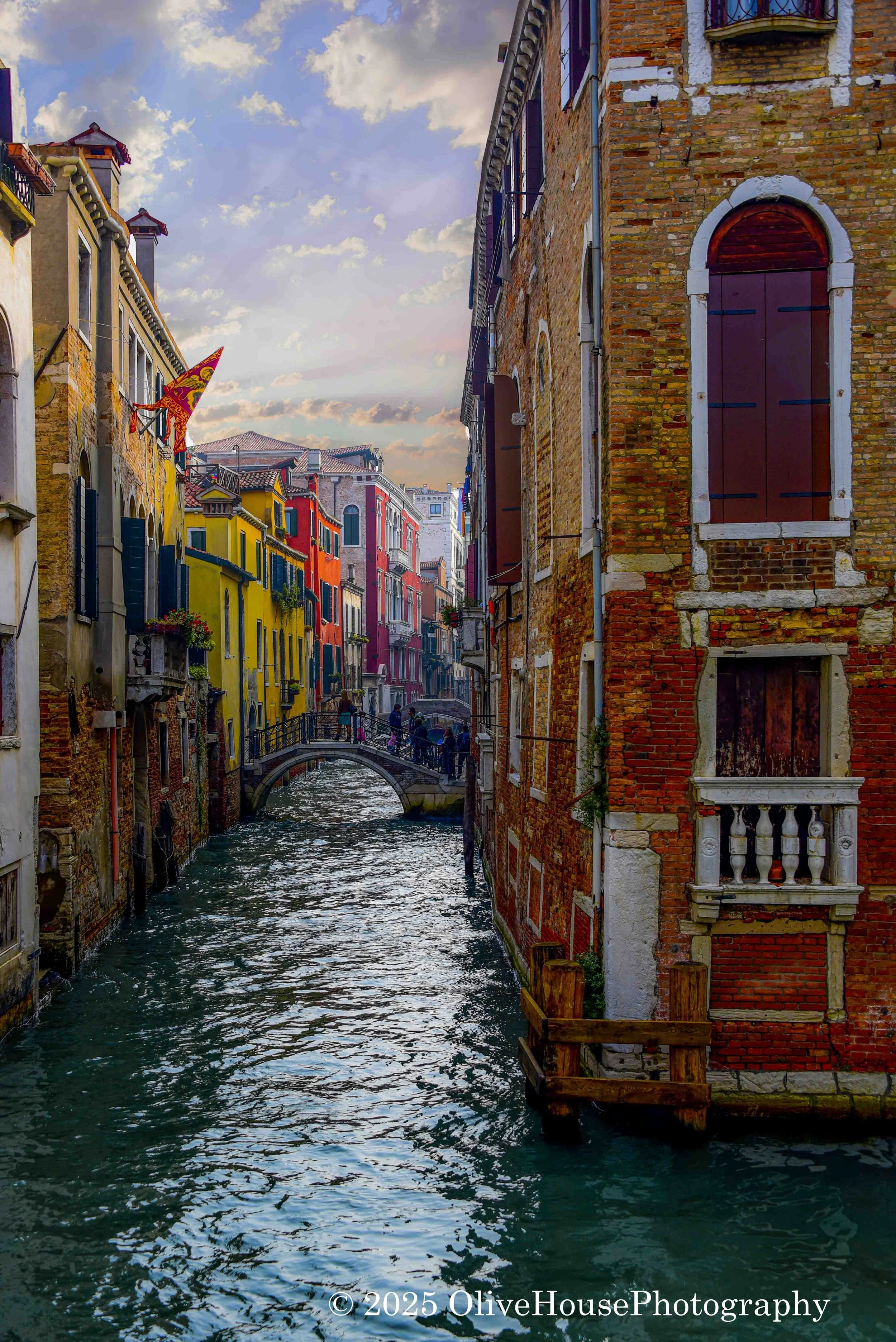 Small canal in the city of Venice, Italy. 
