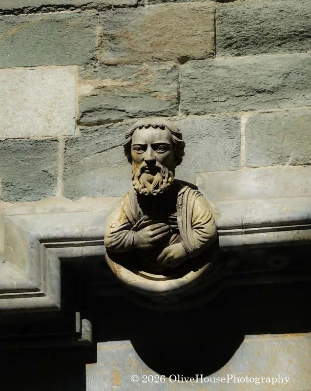 Stone sculpture located on the Nidaros Cathedral, Trondheim, Norway.