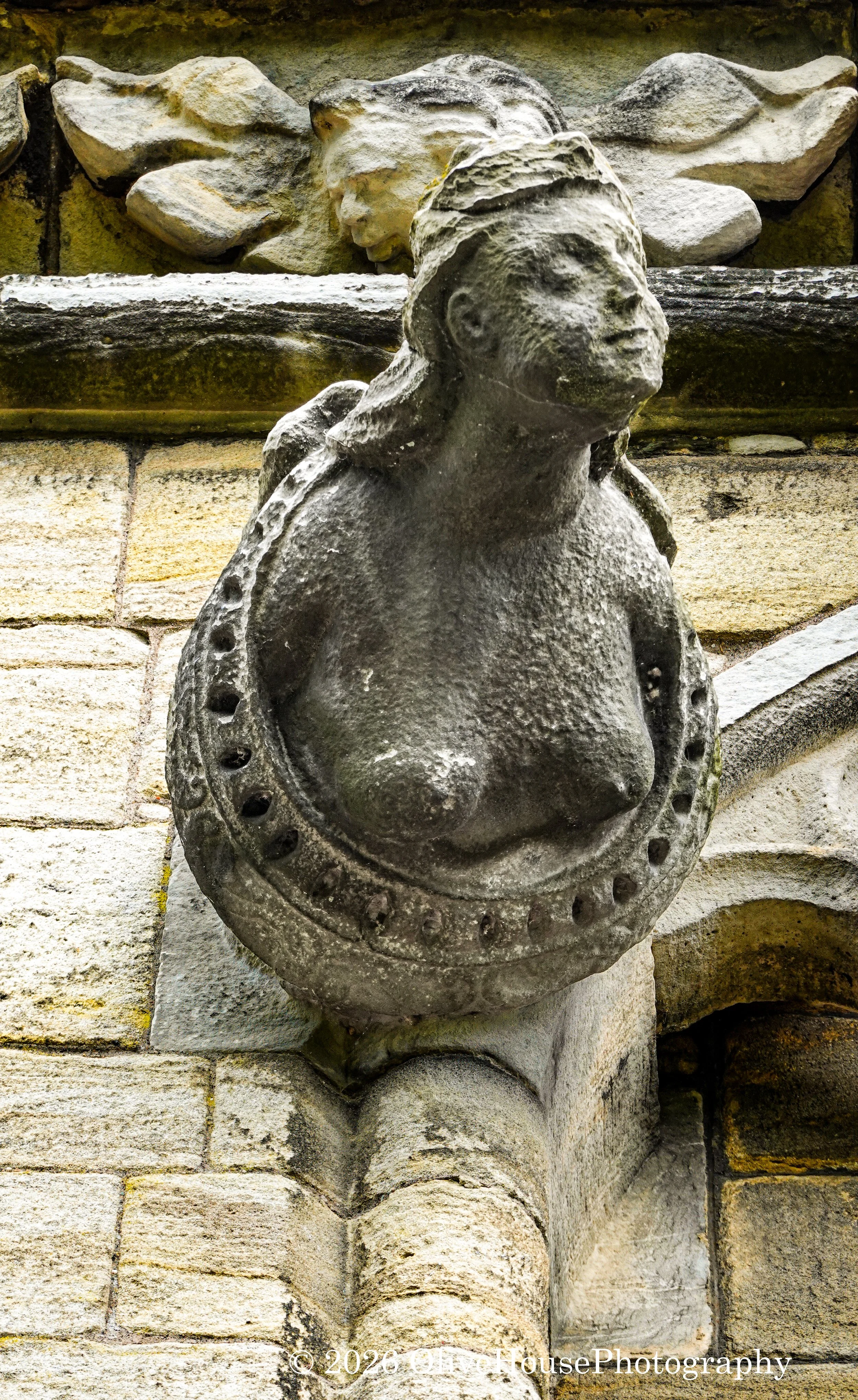 Grotesque on the exterior wall of Stirling Castle, Scotland. 