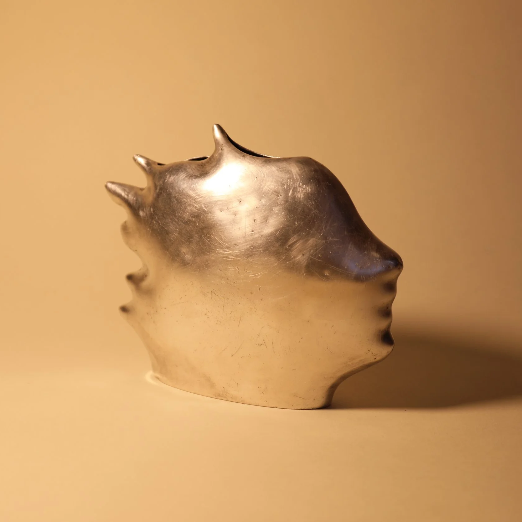Sculptural Silver Head Vase