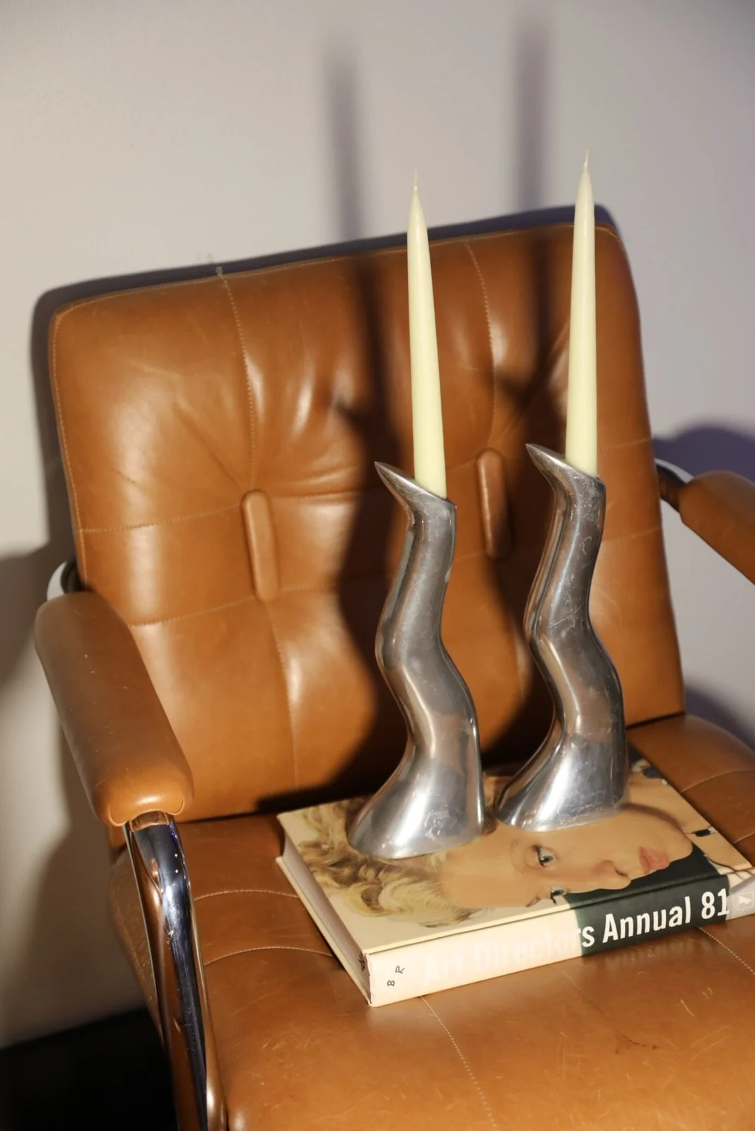 Elegant Pair of "Anatomi" Aluminium candlesticks by Anna Everlund