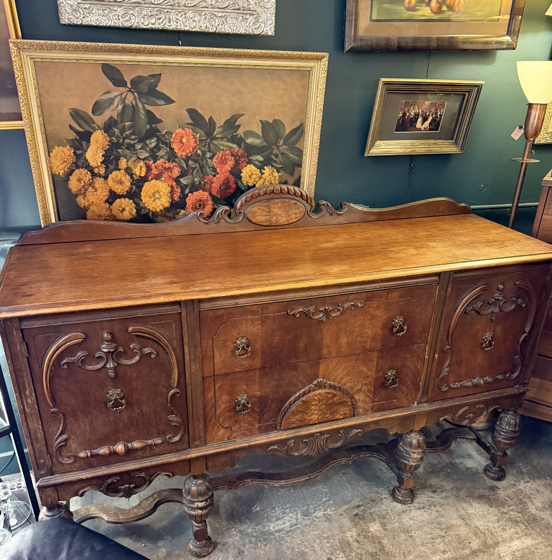 1920s Jacobean Revival Sideboard Buffet