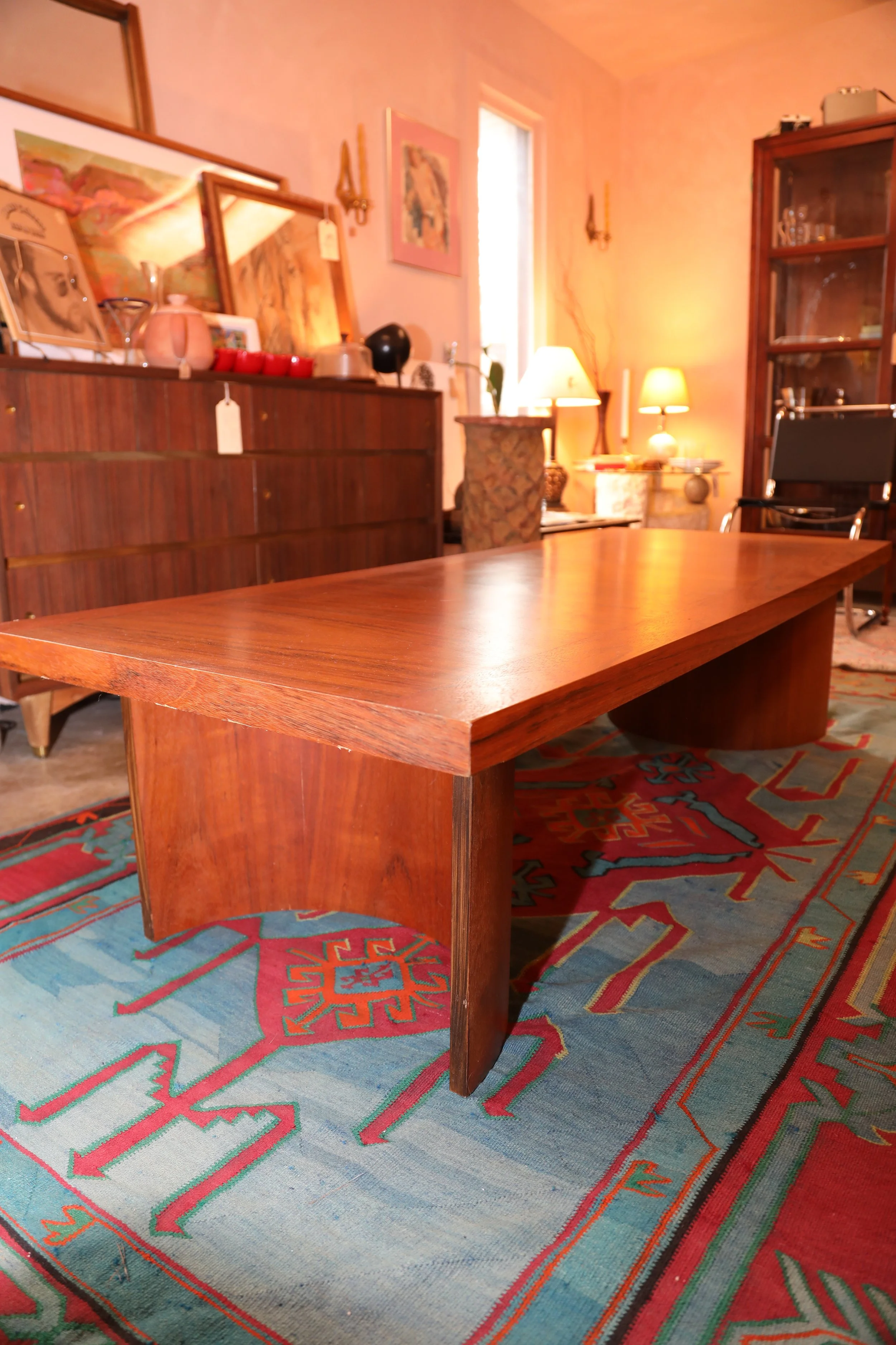 Sculptural MCM Walnut Coffee Table by Kroehler