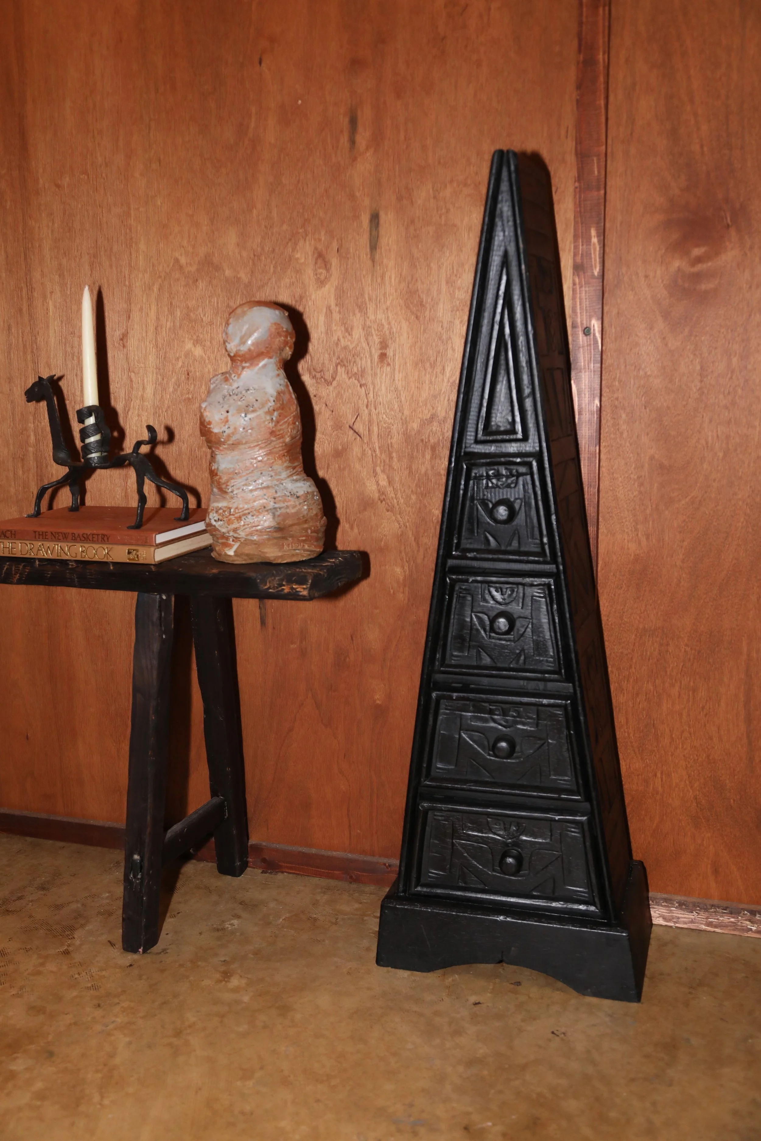 Black Pyramid Chest with Drawers