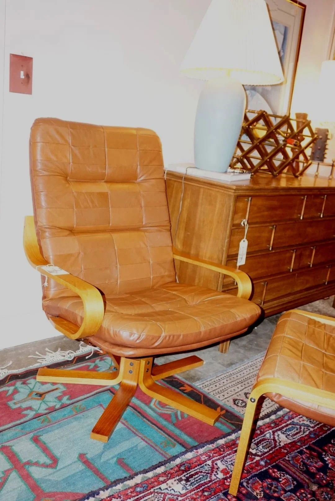 MCM Westnofa Style Patchwork Lounger and Ottoman