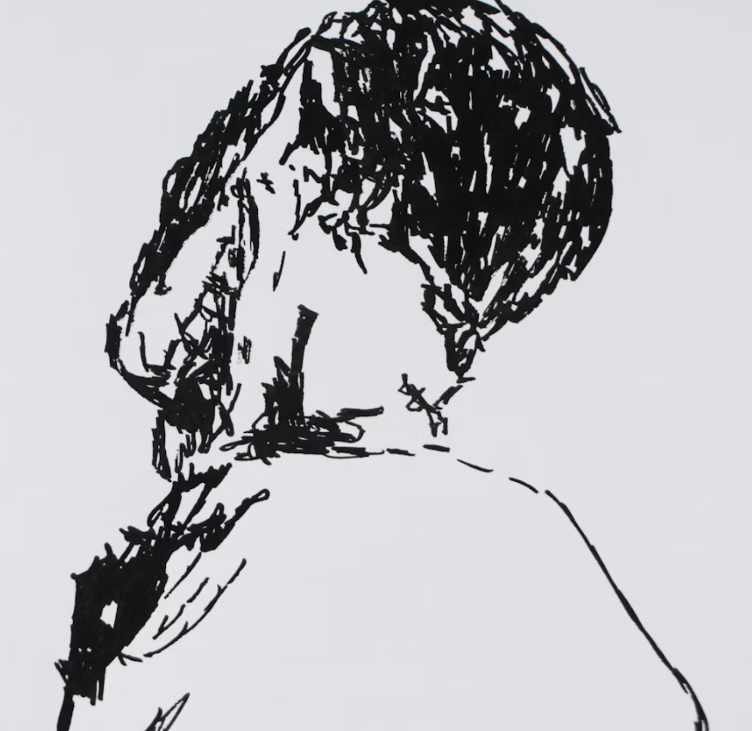 deSanto Stylized Nude Figure Ink Drawing "Nudo," 2025