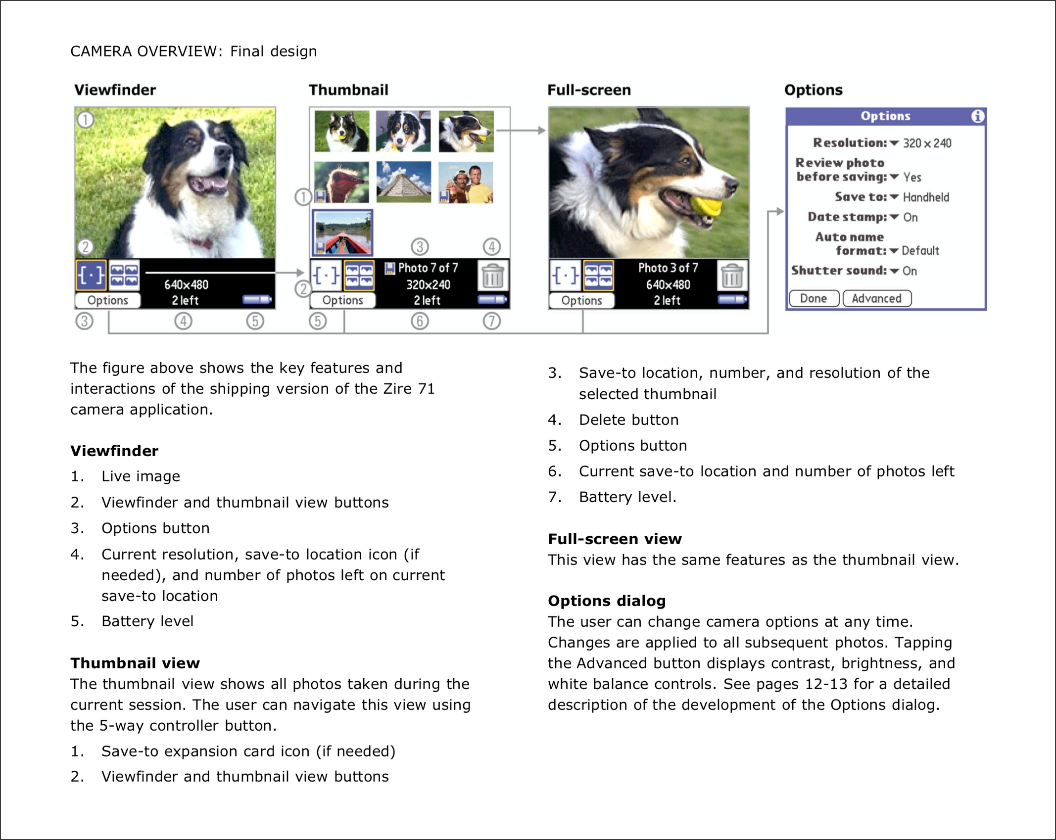 Page from the Palm Zire 71 SIGCHI use case submission.