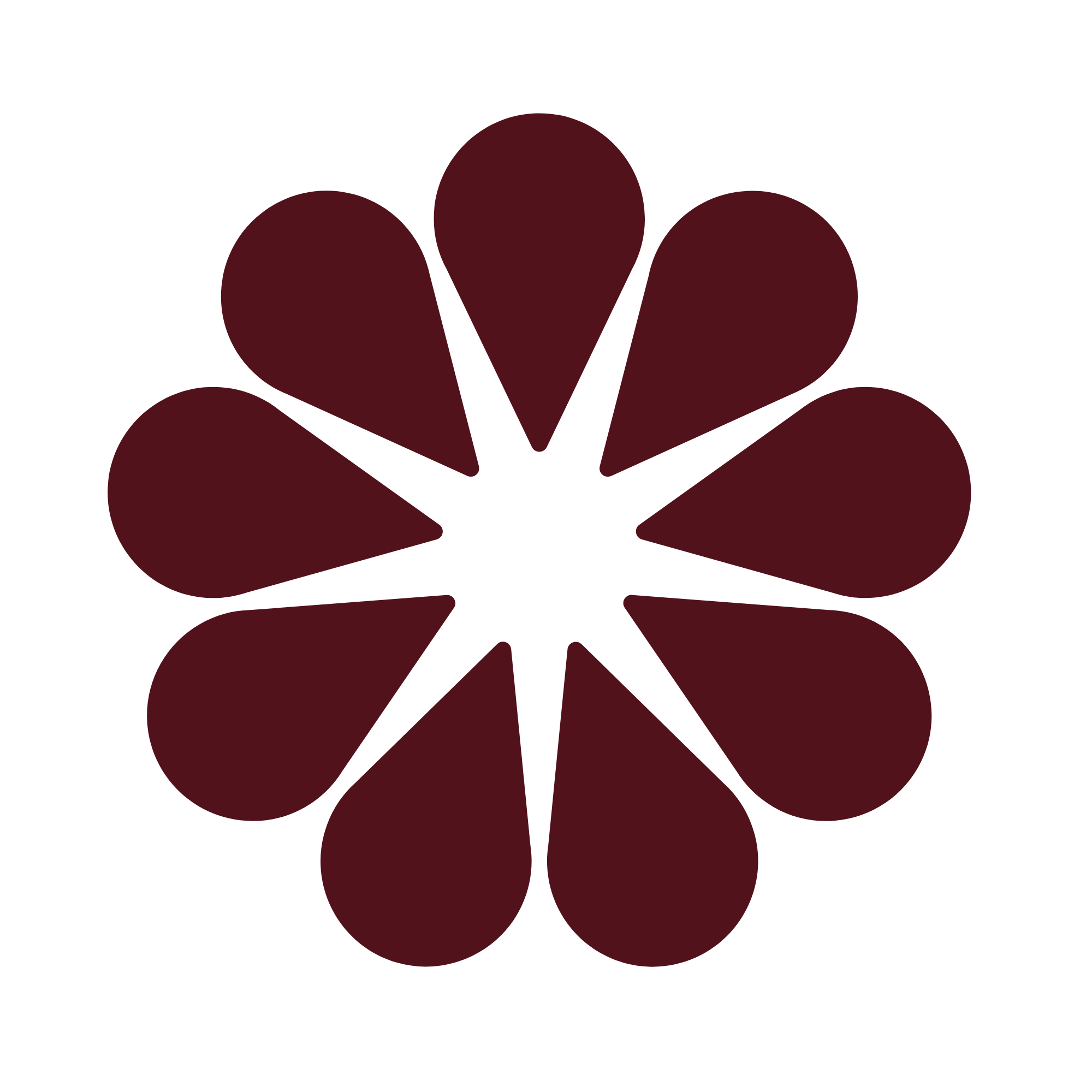 Dark red heart-shaped flowers arranged in a circular pattern with a black background.