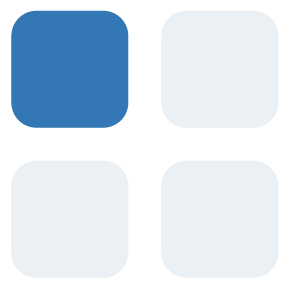 Four rounded square buttons arranged in a 2x2 grid, with the top-left button filled in dark blue and the others in light gray.