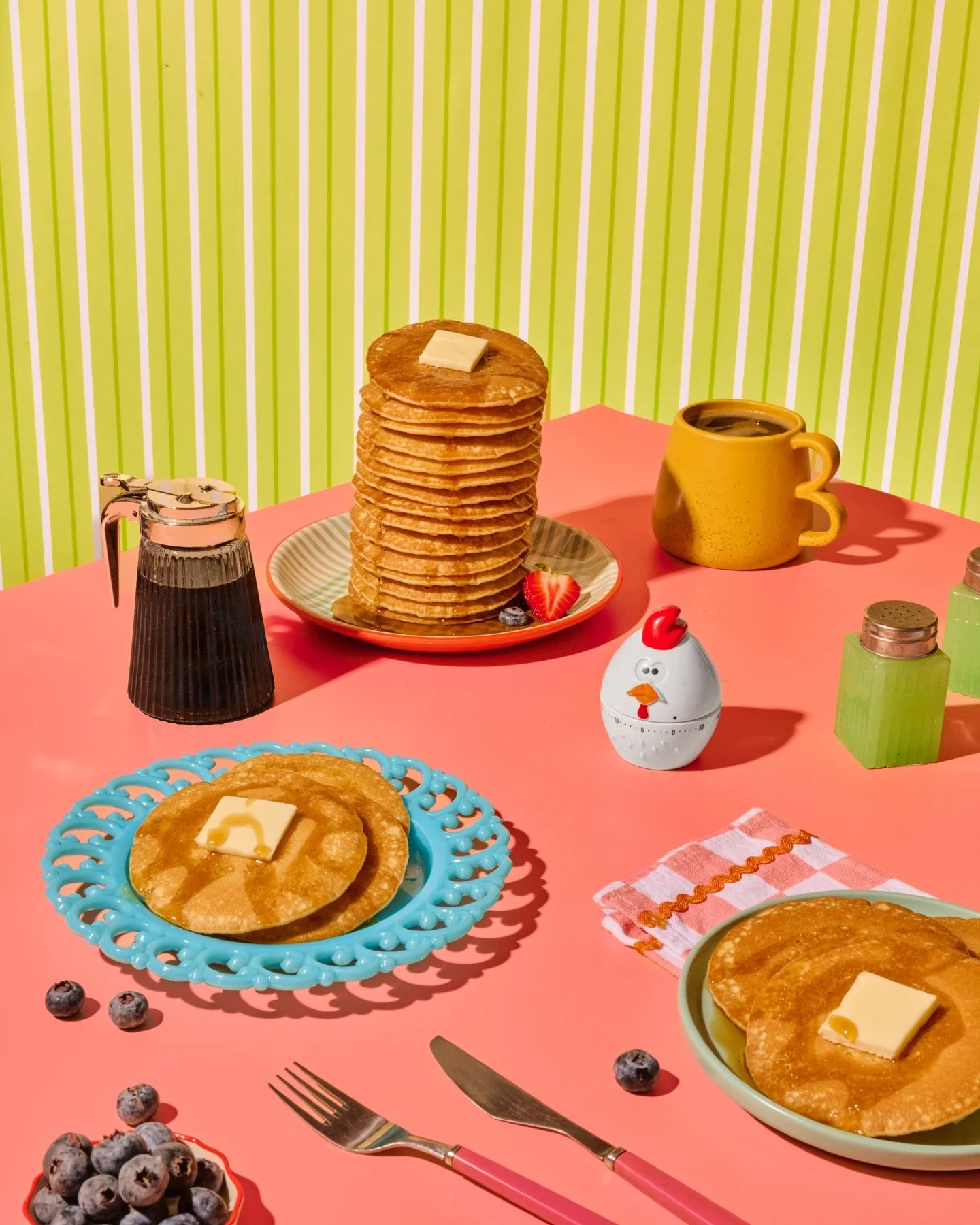 Photography must have: a boyfriend who grabbed a rooster egg timer at a thrift store that like 2 years later you can randomly grab and add it to a breakfast scene you&rsquo;re shooting with your friend. 

Another set up from my super fun play date wi