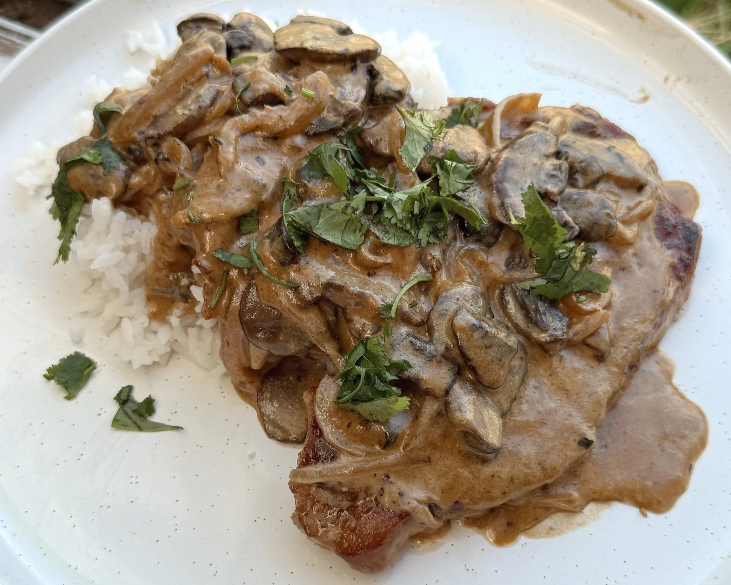 Pork Chops in Miso Mushroom Sauce