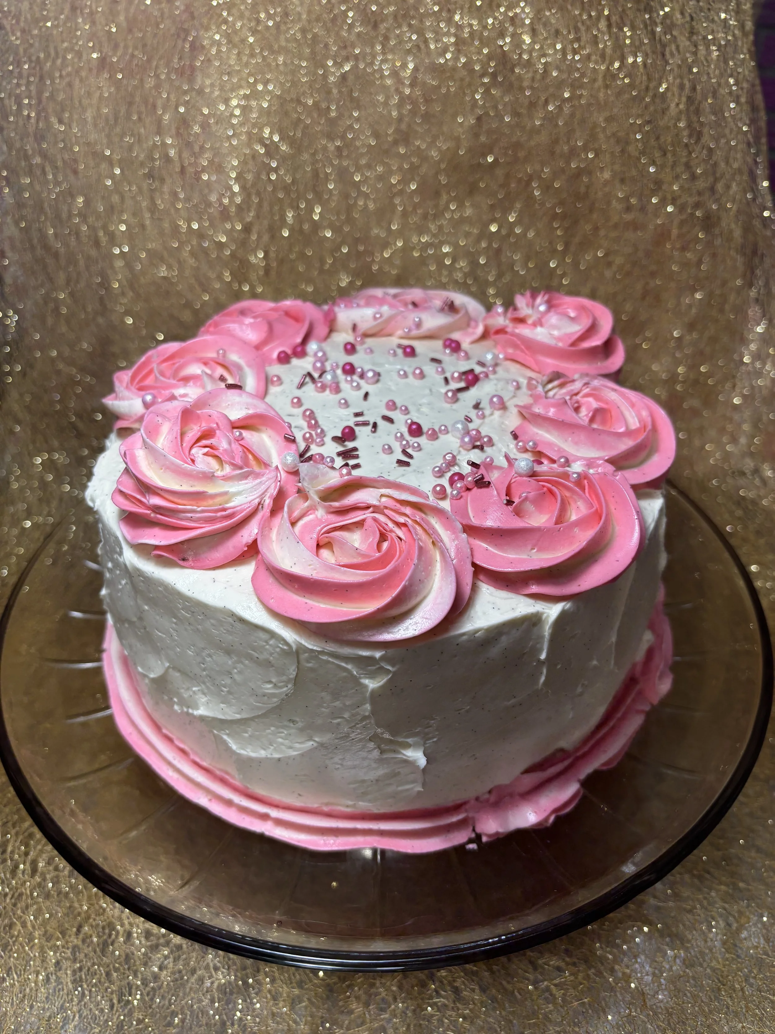 Black &amp; White Cake Goes Pretty in Pink