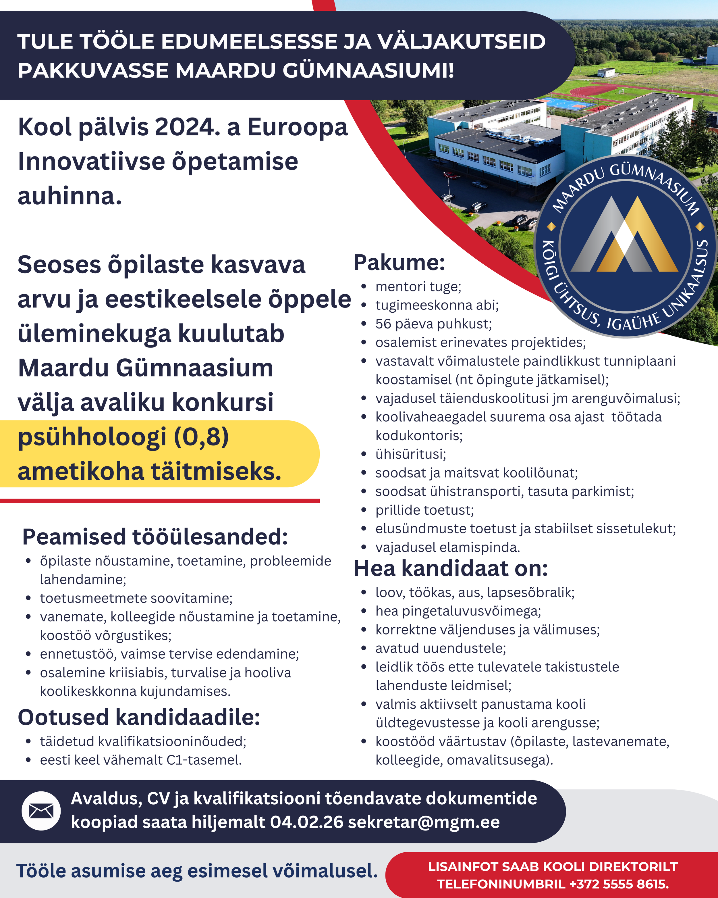 Maardu Gümnaasiumi töökuulutus