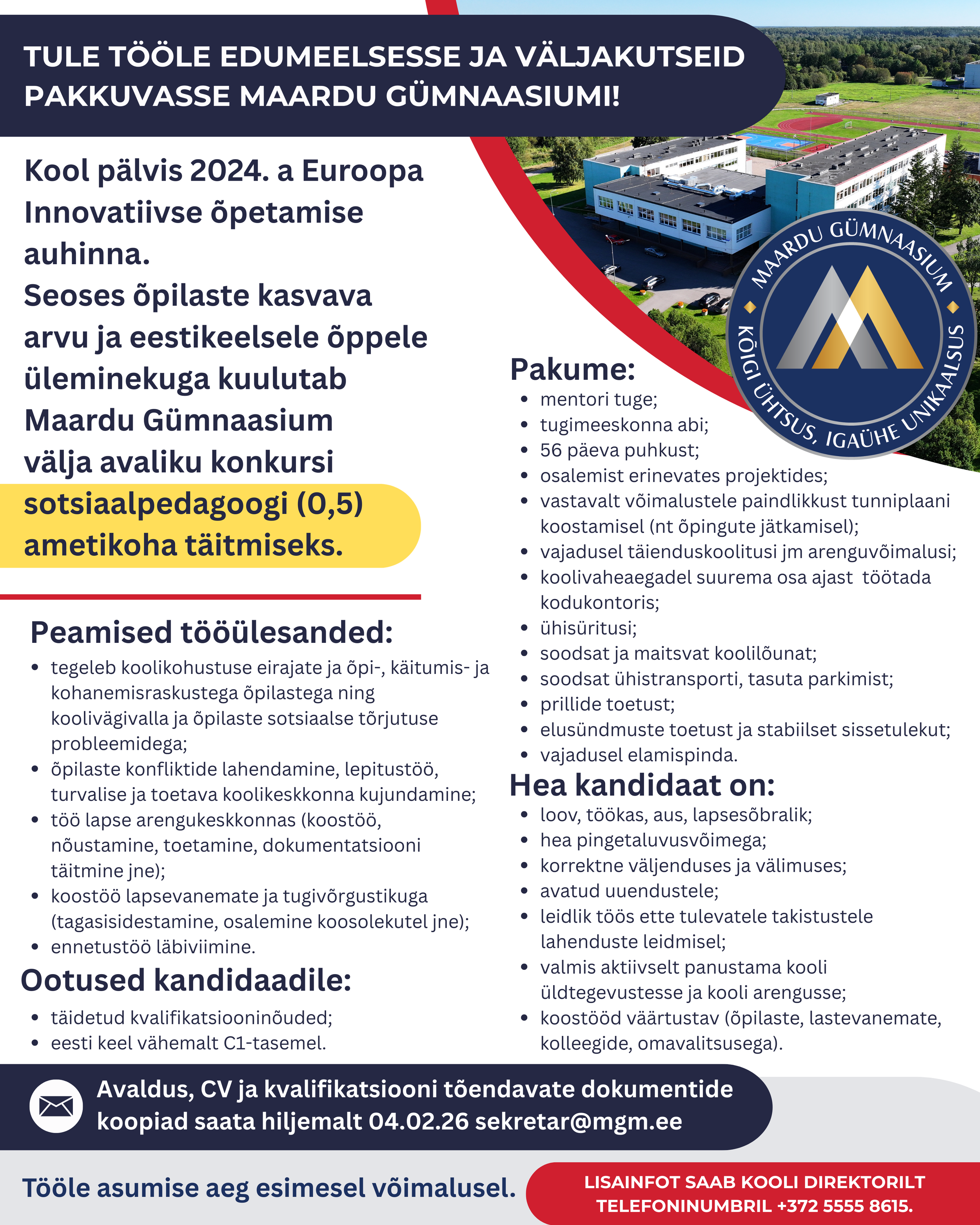 Maardu Gümnaasiumi töökuulutus