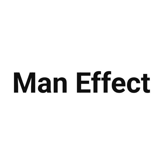 Text that reads 'Man Effect' in bold black font on a white background.
