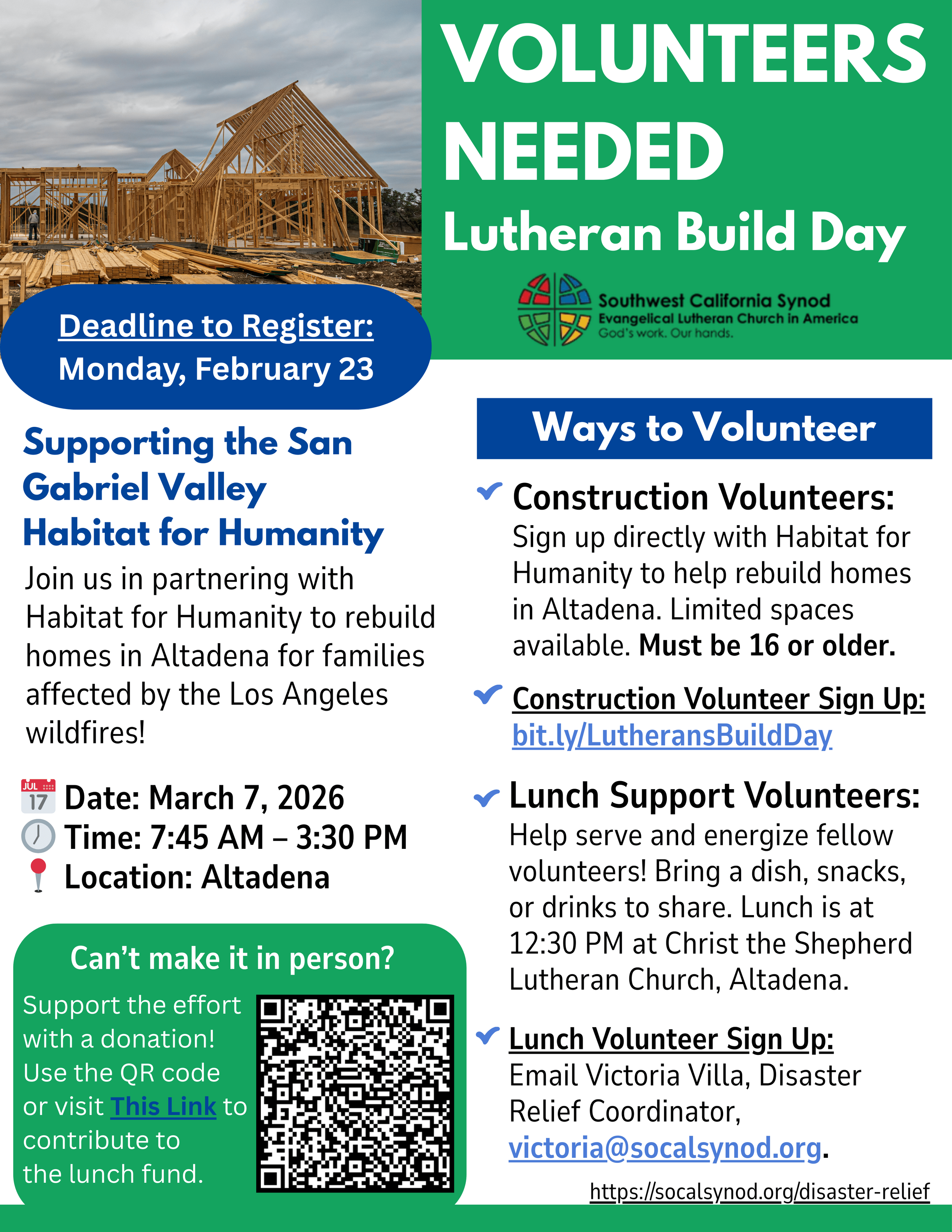 Volunteers Needed for Lutheran Build Day