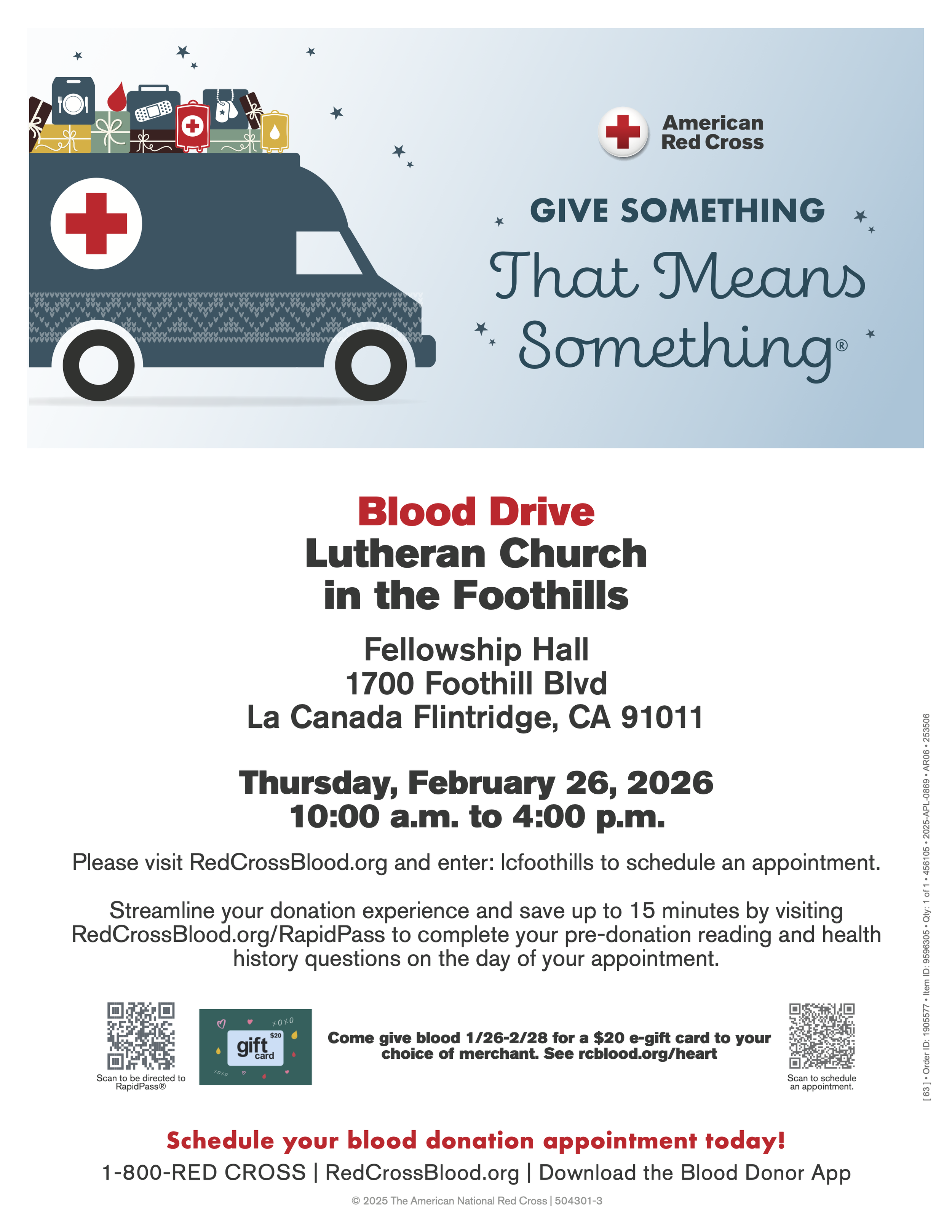 Give the Gift of Life: Blood Drive at Lutheran Church in the Foothills