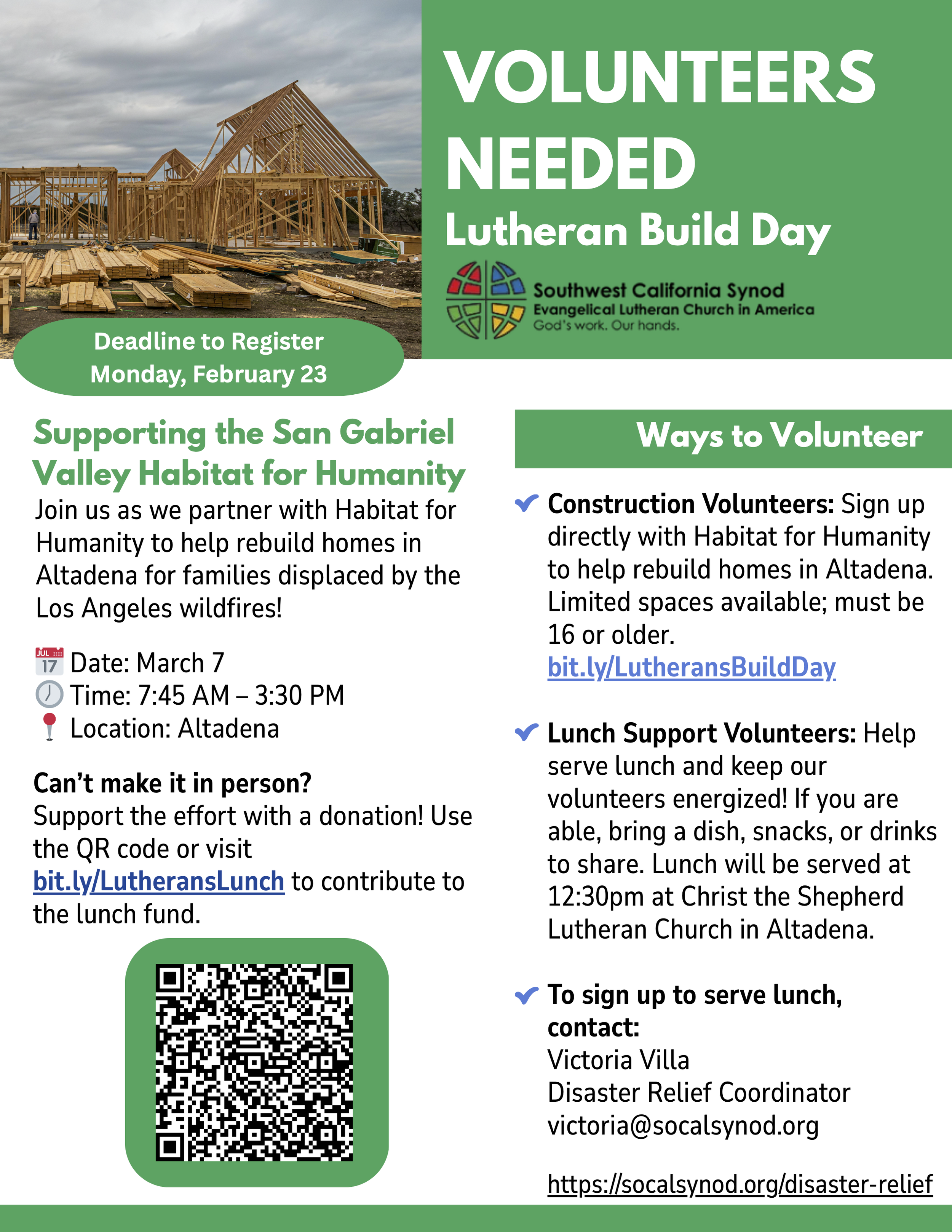 Volunteers Needed: Lutheran Build Day in Altadena