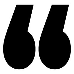 Black quotation mark icon.