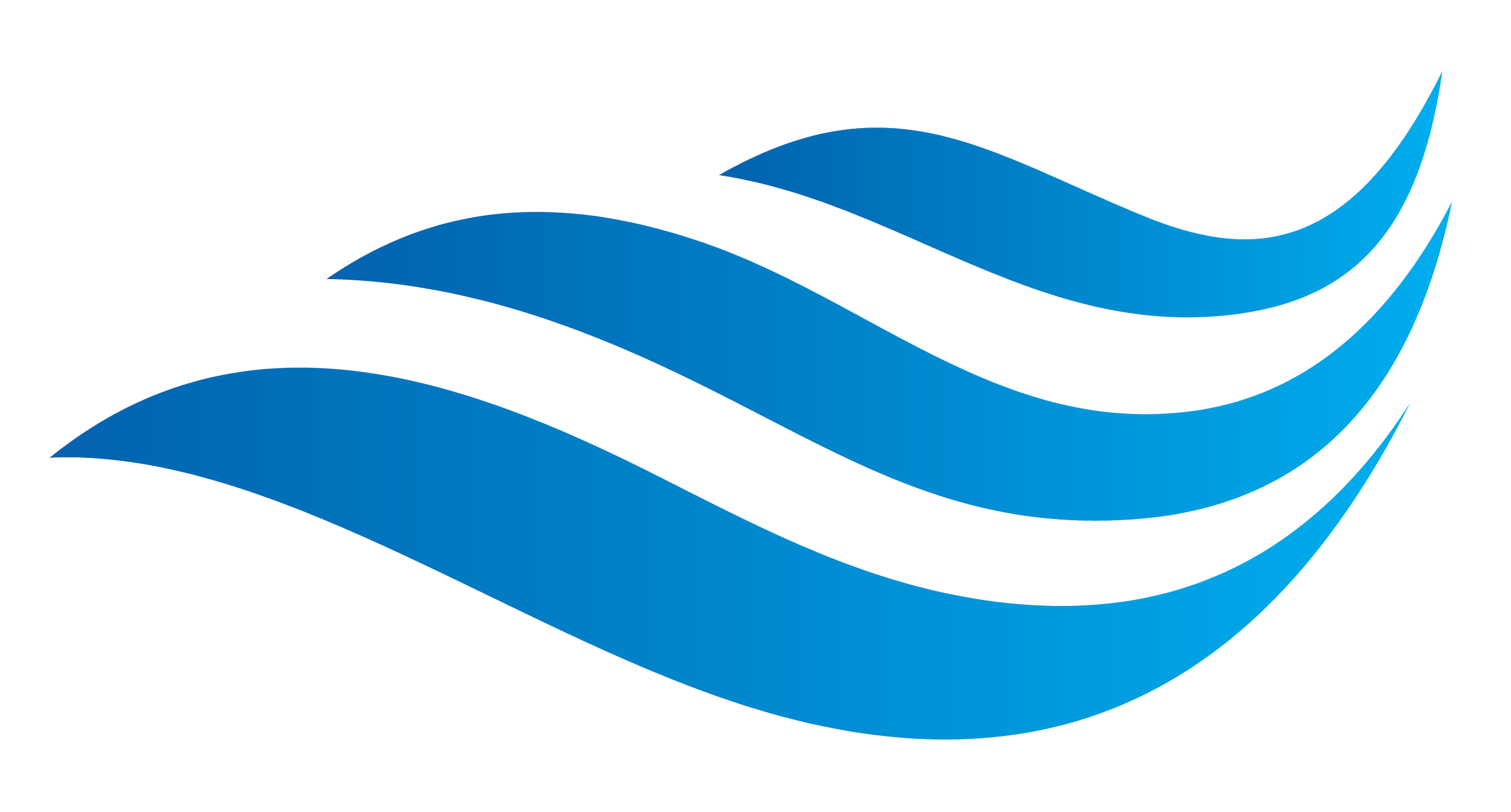 Blue and white stylized wave icons similar to a flag.