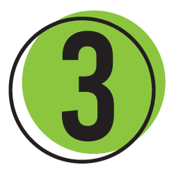 Green circle with the number 3 inside and a black outline.